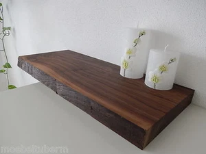Wandboard Nussbaum Massiv Holz Board Regal Steckboard Regalbrett Baumkante NEU - Bild 1 von 11