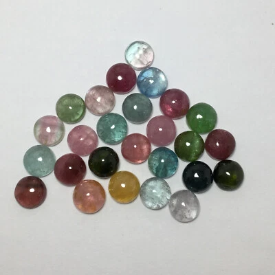 Gorgeous multi color turmaline cabochon gemstone 26 pcs round shape 44.70 carat - Image 1 of 4