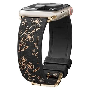 Silikon Armband für Apple Watch Armband 45mm 44mm 40mm 49mm 41mm 38mm glänzend floral - Bild 1 von 17