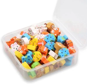100pcs Mini Animal Erasers – Cute Cube Pencil Erasers for Kids & Party Favours - Picture 1 of 5