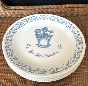 Set of 7 Dinner Plates 10.25" Corelle In The Garden Provincial Blue Hearts Mixed - Picture 1 of 15