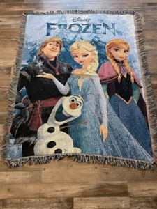 Disney FROZEN Anna Elsa Olaf Kristoff Woven Tapestry Blanket Throw 48x60 inches - Picture 1 of 7