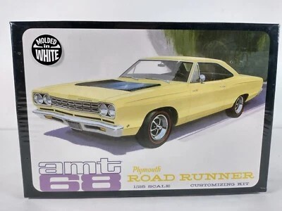 1968 Plymouth Road Runner AMT 1:25 Model Kit # 821/12 Sealed Box Molded in White - Image 1 of 4