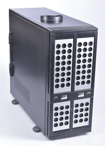 Server Gehäuse Schwarz 58x21x50cm PC Computer Workstation groß mit Türen schwarz - Bild 1 von 11