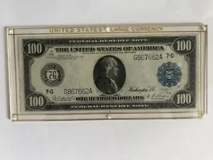 1914 U.S. $100 Dollar Federal Reserve Note Encased VF G867662A Blue Seal - Picture 1 of 2