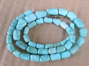 Vintage Chinese Turquoise Hand Knotted Nugget Beaded Necklace - Picture 1 of 6