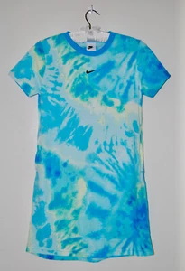 NWT Nike Big Girl's Blue Tie Dye Short-Sleeve T-Shirt Dress sz  L  XL - Picture 1 of 14