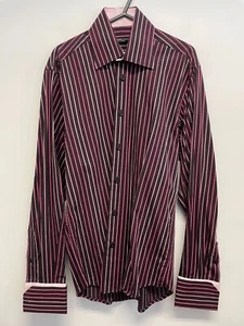 GUIDE LONDON MENS DC SHIRT PURE COTTON IN BURGUNDY STRIPE SIZE S BNWOT (S587) - Picture 1 of 6