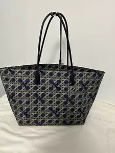 TORY BURCH 146548 CANVAS BASKETWEAVE TRAGETASCHE in der Farbe Tory Navy - Bild 1 von 17