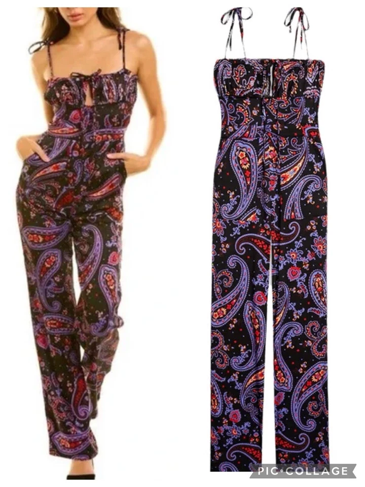 Mono Danielle Bernstein Negro Púrpura Rosa Paisley Talla 0 Foto 1 de 4