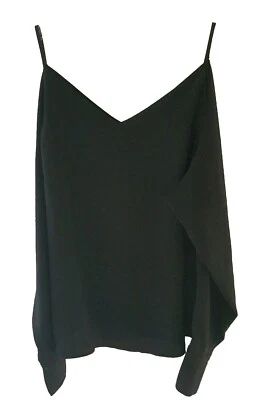 H&M  Ladies Long Cold Shoulder Sleeved Cuffed Black V Necked Top Size EU32  - Image 1 of 4