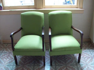 Two Green Art Dec o Lounge Chairs - Picture 1 of 4