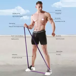 Elastic Resistance Band Exercise Gym Fitness Strength Belt (Purple 32mm) - Imagen 1 de 6