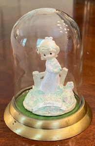 Enesco 1990 Precious Moments "Spring" Figurine by Samuel J. Butcher -W/GLASS DOM - Picture 1 of 4