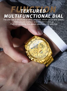 Automatic Wrist Men Sports Date Waterproof Round Japan Watches steel - Picture 1 of 10