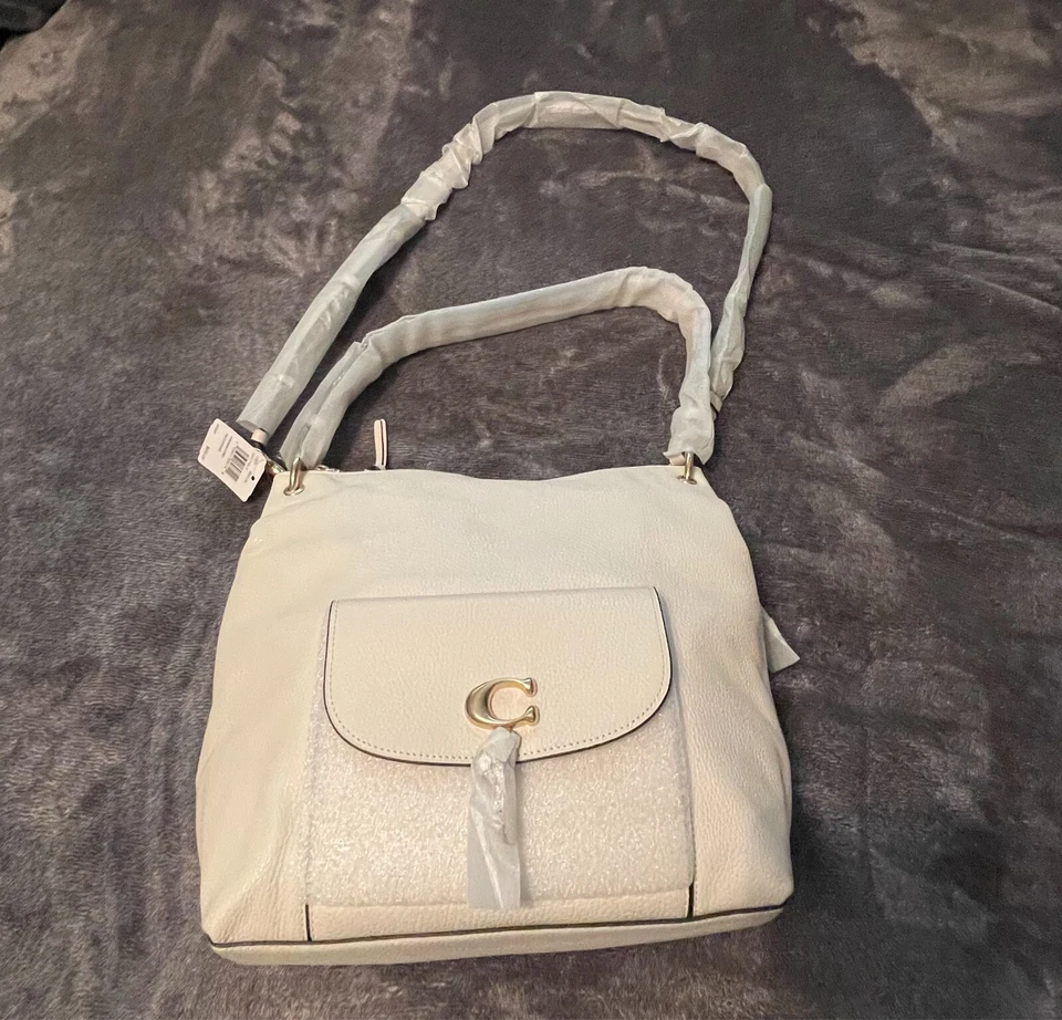 Coach 1321 Remi Hobo Pebble Leather Shoulder Crossbody Bag/chalk