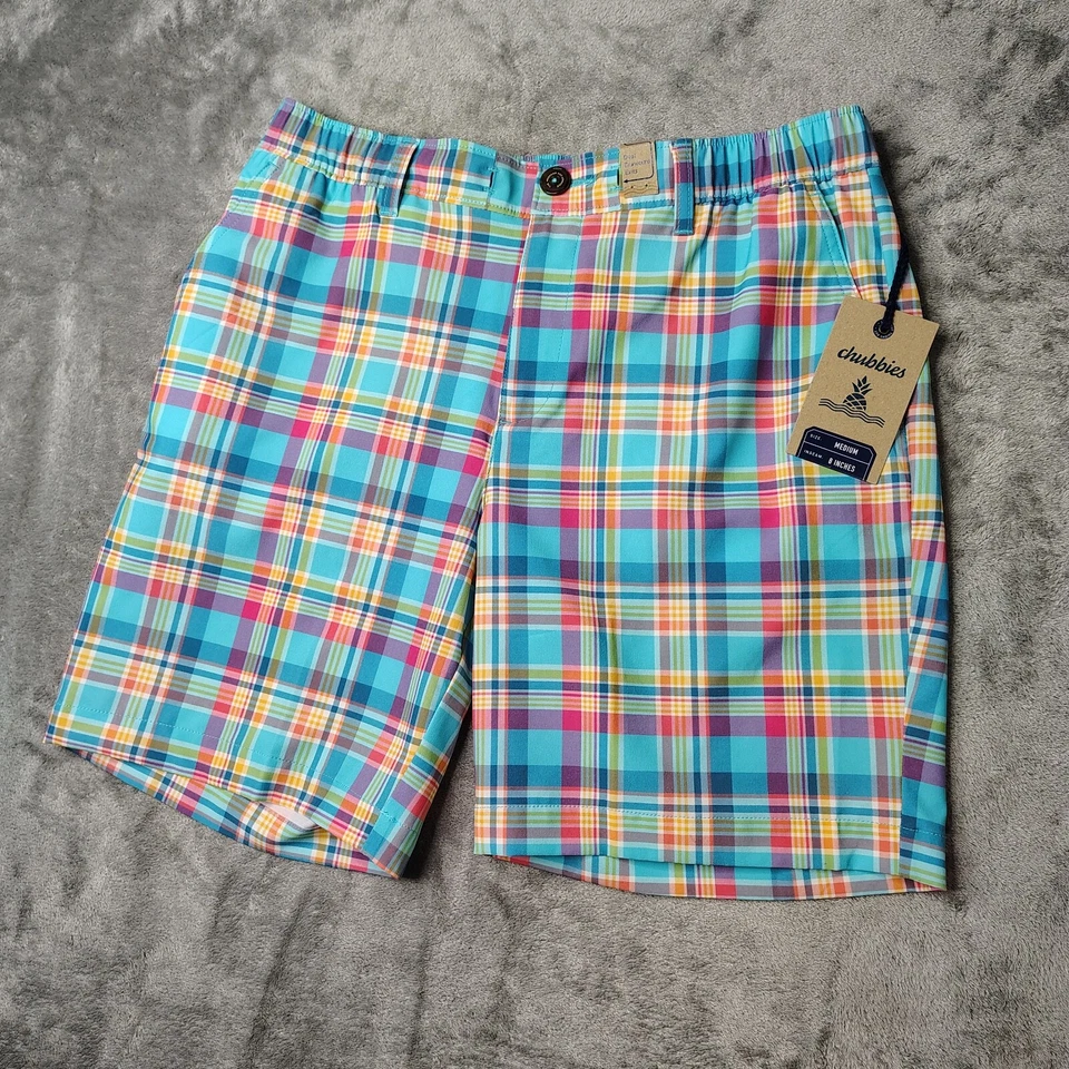 CHUBBIES Men Shorts Sz M " Everywear Plaid Drawstring