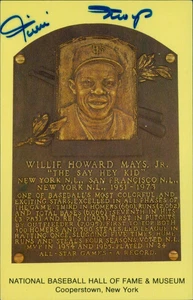 Willie Mays Signed Hall of Fame Cooperstown Plaque Postcard JSA Authenticated - Picture 1 of 3
