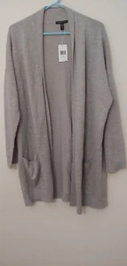 Neu Eileen Fisher High Kragen Cardigan Langarm Silvr Größe M Neu mit Etikett - Bild 1 von 14
