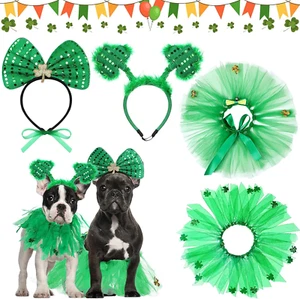 4 Pcs St Patrick'S Day Dog Costume Pet Costume, Tutu for Dogs Sequins Bowtie Sha - Picture 1 of 12