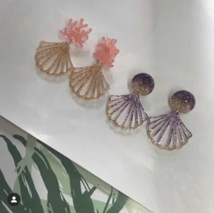 Thingamabobs Shell Earrings made with sterling silver & epoxy resin Free Postage - Picture 1 of 4