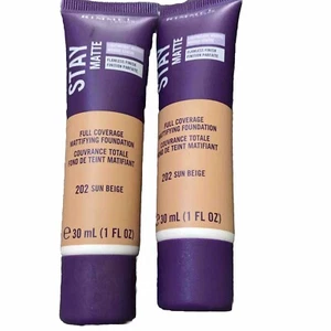 Rimmel London Stay Matte Lot Of 2-Mattifying Foundation-202 Sun Beige 1 fl Each - Picture 1 of 4