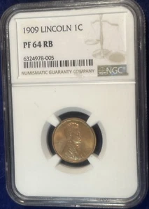 RARO! 1909 Lincoln centesimo NGC PF 64RB prova opaca! - Foto 1 di 2
