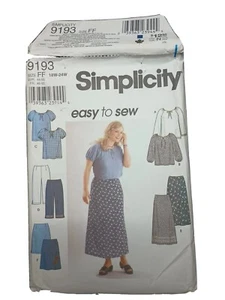 Pantalones de falda Simplicity 9193 talla 18W-24W parte superior patrón corte sobre daños - Imagen 1 de 6