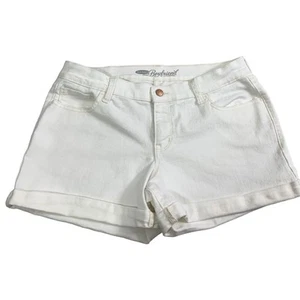 Womens White Denim Boyfriend Shorts Size 8 Jean Roll Up Cuff - Picture 1 of 9