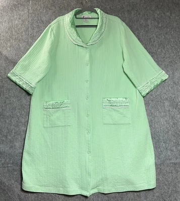Go Softly Nightgown Robe Womens XL Green Snap Front Pockets Muumuu Comfy Cozy * - Image 1 of 4