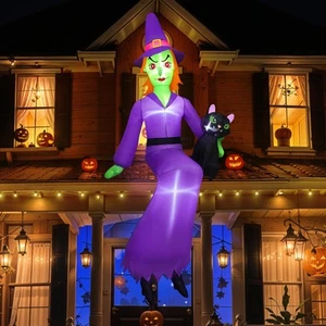 8 FT Inflatable Witch Halloween Decor Outside, Scary Halloween Inflatables Si... - Picture 1 of 7