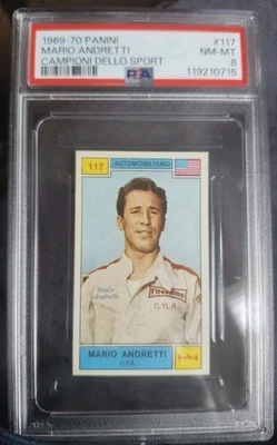 MARIO ANDRETTI RC 1969-70 PANINI CAMPIONI DELLO SPORT RC rookie #117 PSA 8 - Image 1 of 2