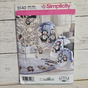 Christmas Penguin Ornaments Bags Tree Skirt Simplicity Sewing Pattern 3540 Uncut - Picture 1 of 5