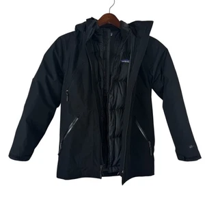 Patagonia Youth Unisex Lrg Tres 3 in 1 Ski Jacket Parka Black Insulated Winter - Picture 1 of 14