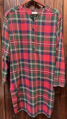 J Crew длина до колена ночная рубашка красная клетка хлопок фланель большой коттедж - Изображение 1 из 4