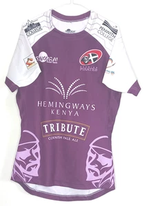 Cornish Pirates Samurai UK XL Extra Large RARE Purple Tight Fit Rugby Shirt - Picture 1 of 8