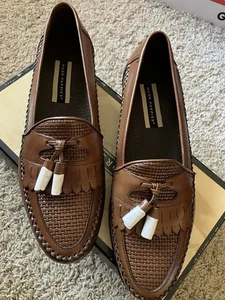 Hush Puppies Men’s Loafers Brown Leather Tassel Kiltie Apron Toe Slip On Shoe 9M - Picture 1 of 10