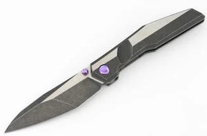 Poikilo Blade Komodo Framelock Folding Knife Titanium Bohler M398 Purple Ano Bio - Picture 1 of 5
