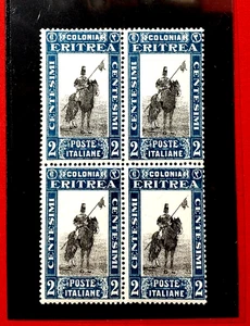 {ITALY- ERITREA-Horse/ Scott #119/ MNH-VF Block of 4 CV $44.00/epictronic/JC} - Picture 1 of 2