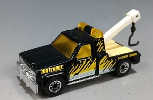 Matchbox Vintage 1987 GMC Wrecker Tow Truck MB21 Black/Yellow - Picture 1 of 4