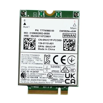 2X(T77W968.50 DW5829e-ESIM M.2 4G Modem Module Cat9 450Mbps TDD-LTE 4G9782 - Image 1 of 4