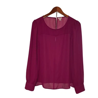 J. Blusa Top Crew Mujer Talla L Manga Larga Granate Carrera Negocios Informal Foto 1 de 4