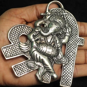 1 Pc German Silver Lord Ganesha Pendant Silver - Picture 1 of 8