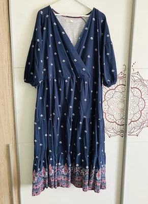 Women's Julipa Pure Cotton Tiered Maxi Dress  Navy Print Size 30 - Image 1 of 4
