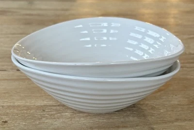 Portmeirion Sophie Conran White Porcelain Cereal Bowls - Set of 2 - Image 1 of 3