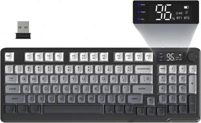 Wireless Gaming Keybaord Membrane Silent Keys with Knob Rainbow Backlit 2000 mAh - Image 1 of 4