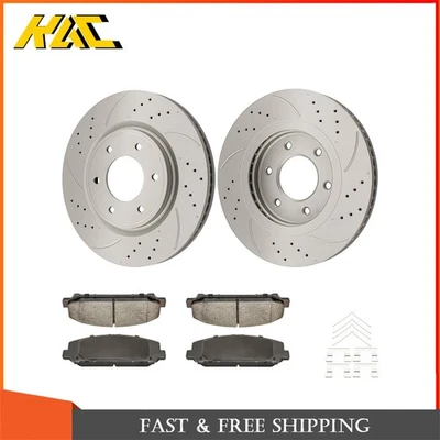 Front Drilled Slotted Rotors Ceramic Pads for 2008-2010 Nissan Titan Armada QX56 - Image 1 of 4