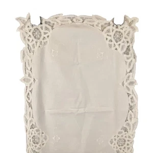 VTG Table Runner Battenburg Hand Made Lace 16" x 52 White Cotton Cottage Grandma - Picture 1 of 10