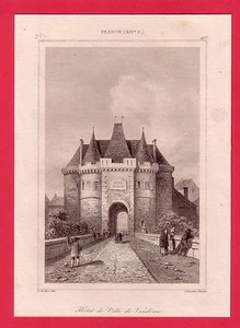Hôtel de ville de Vandôme gravure 1845 FRANCE XIV/B2 - Imagen 1 de 1