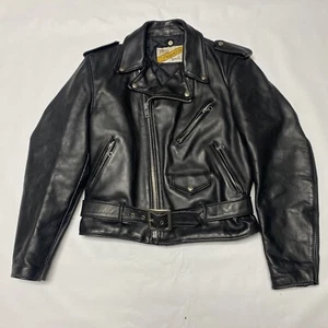 SCHOTT 70er 80er Style 618 Perfecto schwarz Leder Motorrad Jacke 38 kastig S - Bild 1 von 24